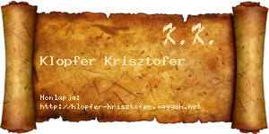 Klopfer Krisztofer névjegykártya