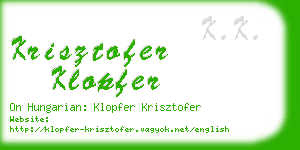 krisztofer klopfer business card